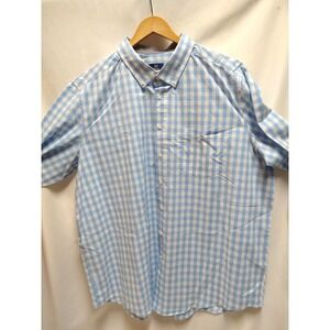 B&T MENS GEORGE LONG SLEEVE, BUTTON UP SHIRT NW/OT 3XL 54-56" BLUE & WHITE PLAID